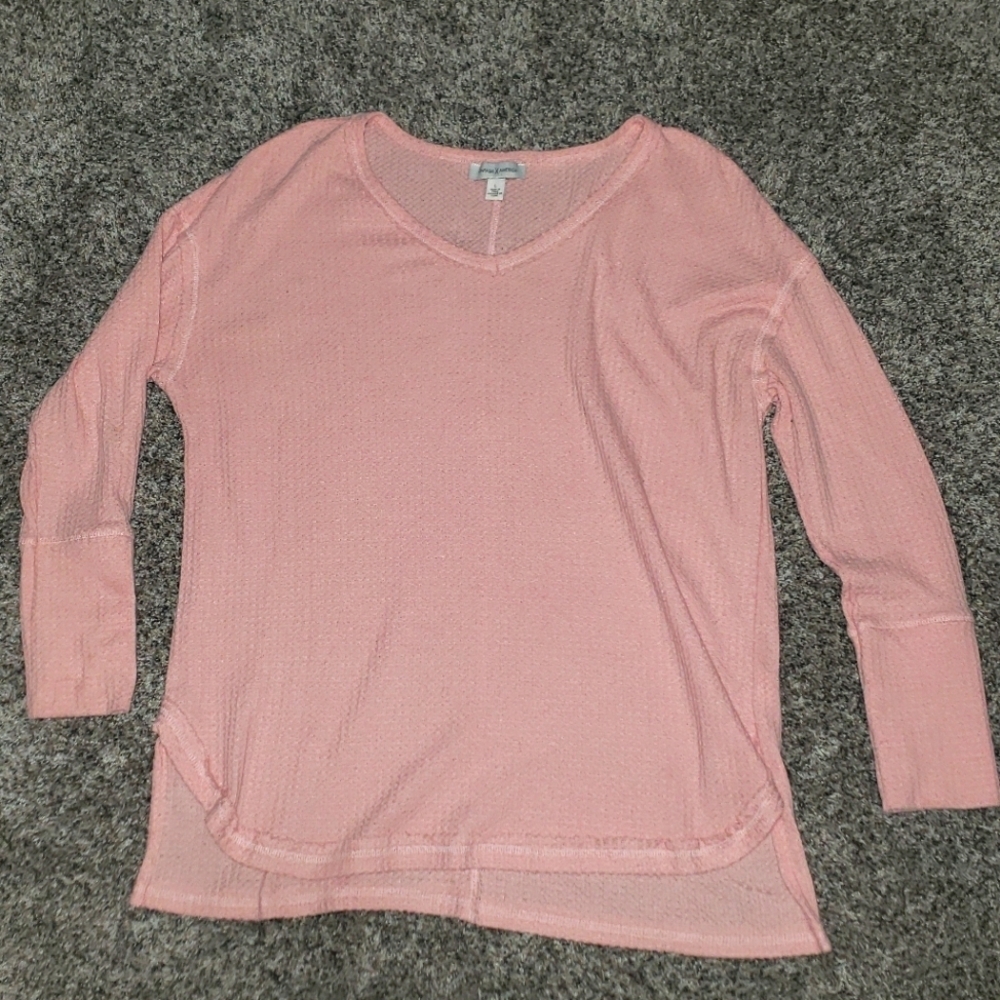 Vintage × American| Waffle Knit V-Neck Top